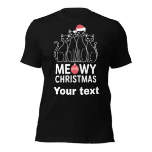 Unisex Meowy Christmas Cat Lover's T-Shirt